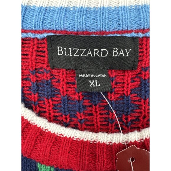 Blizzard Bay Ugly Christmas Sweater Mens XL Santa Riding Cat Catnip Funny NEW - Picture 2 of 12